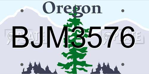 BJM3576 Oregon License Plate