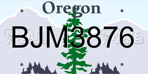 BJM3876 Oregon License Plate