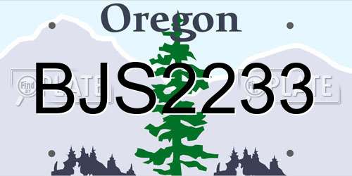 BJS2233 Oregon License Plate