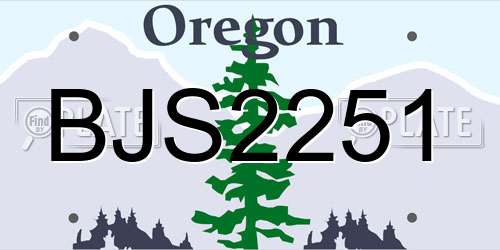 BJS2251 Oregon License Plate
