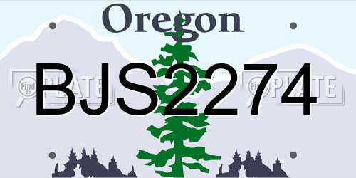 BJS2274 Oregon License Plate