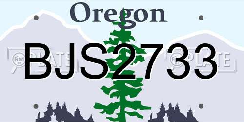 BJS2733 Oregon License Plate