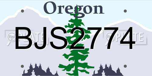 BJS2774 Oregon License Plate