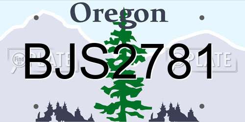 BJS2781 Oregon License Plate