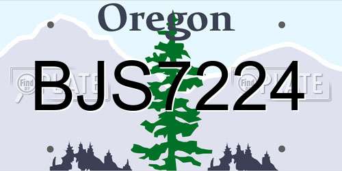 BJS7224 Oregon License Plate