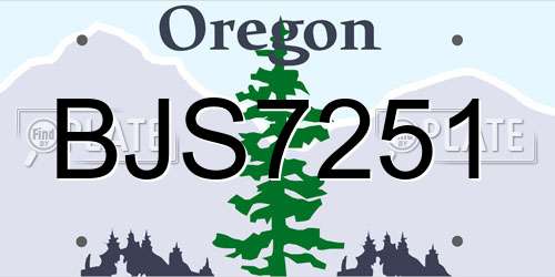 BJS7251 Oregon License Plate