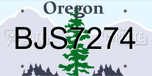 BJS7274 Oregon License Plate