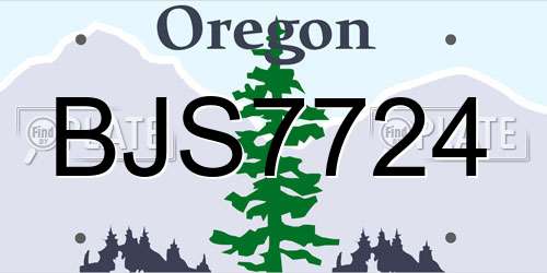 BJS7724 Oregon License Plate