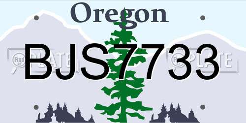 BJS7733 Oregon License Plate