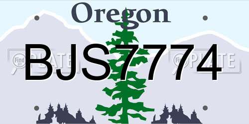 BJS7774 Oregon License Plate