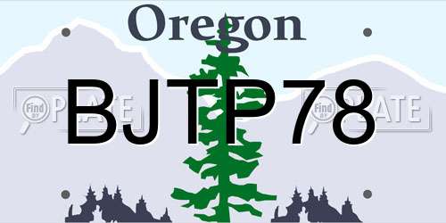 BJTP78 Oregon License Plate