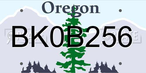 BK0B256 Oregon License Plate