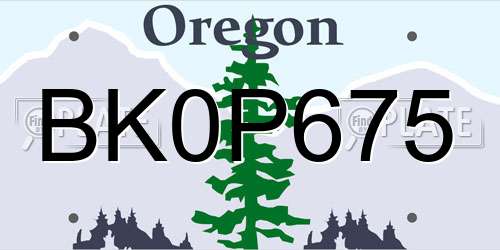 BK0P675 Oregon License Plate