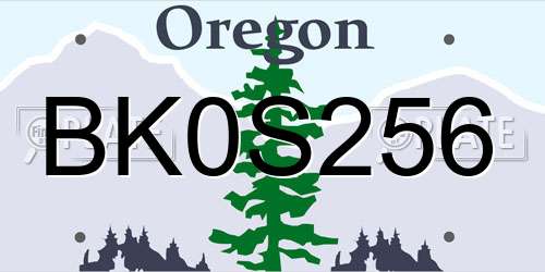BK0S256 Oregon License Plate