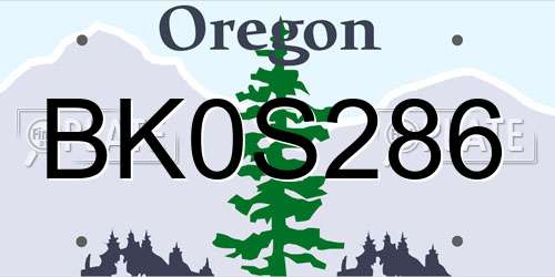 BK0S286 Oregon License Plate