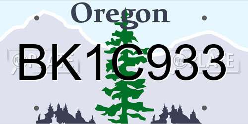 BK1C933 Oregon License Plate