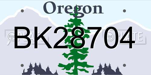 BK28704 Oregon License Plate