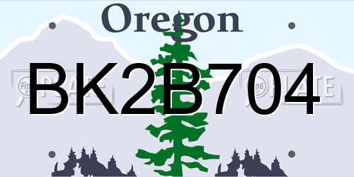 BK2B704 Oregon License Plate