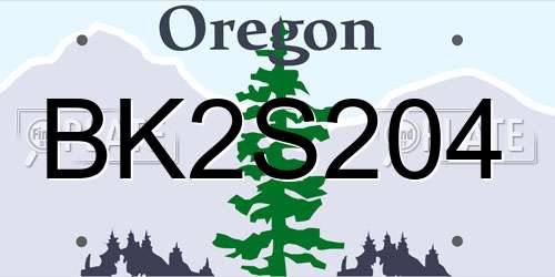 BK2S204 Oregon License Plate