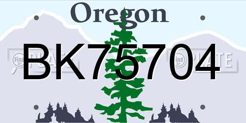 BK75704 Oregon License Plate