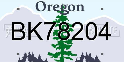 BK78204 Oregon License Plate