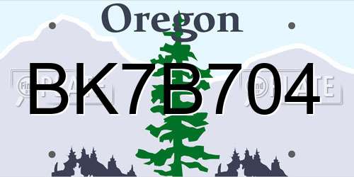 BK7B704 Oregon License Plate