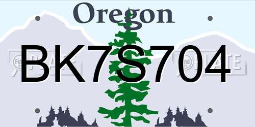 BK7S704 Oregon License Plate