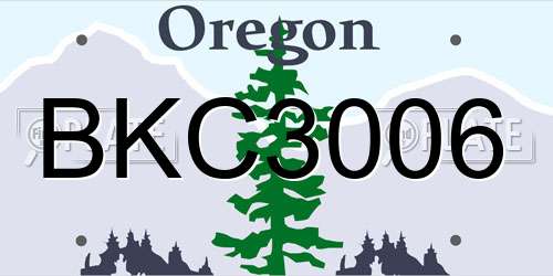 BKC3006 Oregon License Plate