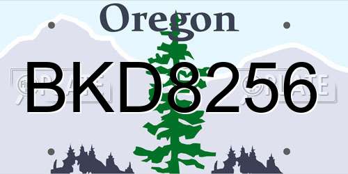 BKD8256 Oregon License Plate