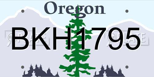 BKH1795 Oregon License Plate