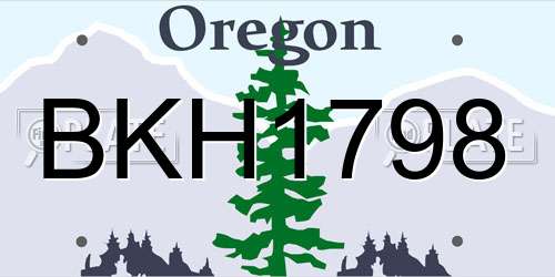 BKH1798 Oregon License Plate