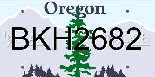 BKH2682 Oregon License Plate