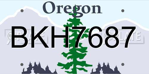BKH7687 Oregon License Plate