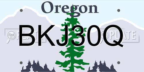 BKJ30Q Oregon License Plate