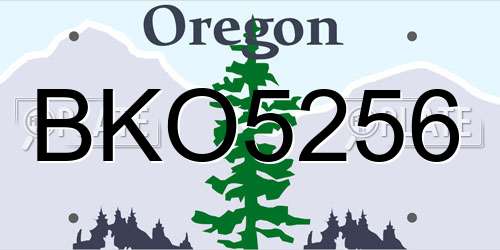 BKO5256 Oregon License Plate
