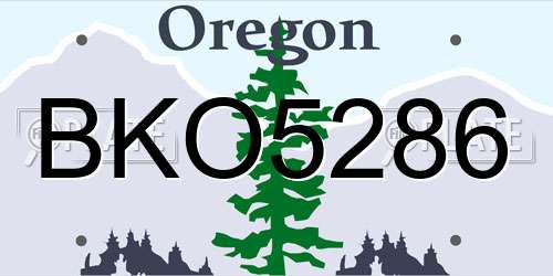 BKO5286 Oregon License Plate