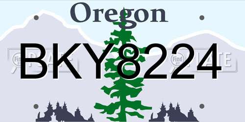 BKY8224 Oregon License Plate