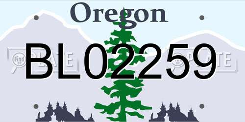 BL02259 Oregon License Plate