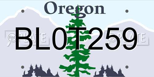 BL0T259 Oregon License Plate