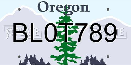 BL0T789 Oregon License Plate