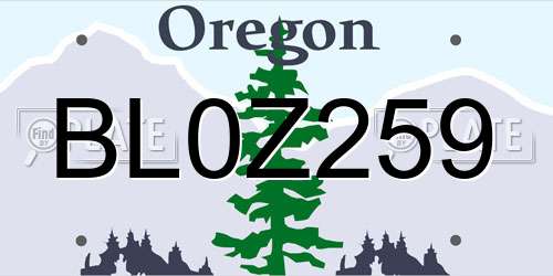 BL0Z259 Oregon License Plate