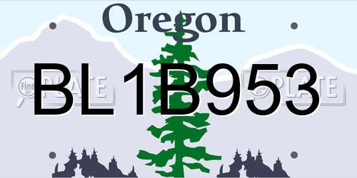 BL1B953 Oregon License Plate