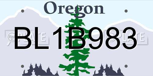 BL1B983 Oregon License Plate