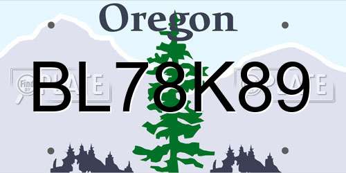 BL78K89 Oregon License Plate