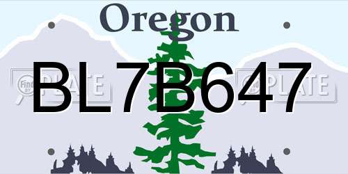 BL7B647 Oregon License Plate