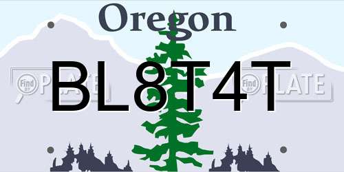 BL8T4T Oregon License Plate