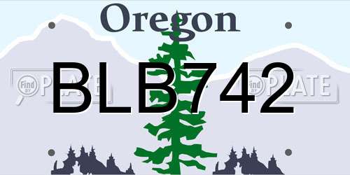 BLB742 Oregon License Plate