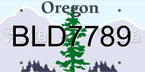 BLD7789 Oregon License Plate