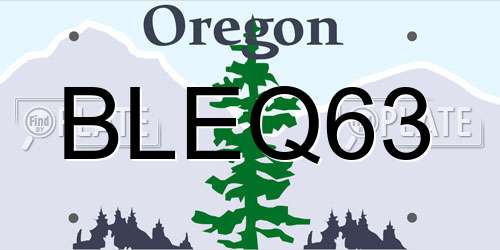 BLEQ63 Oregon License Plate