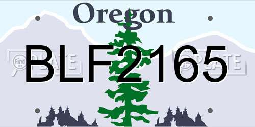 BLF2165 Oregon License Plate